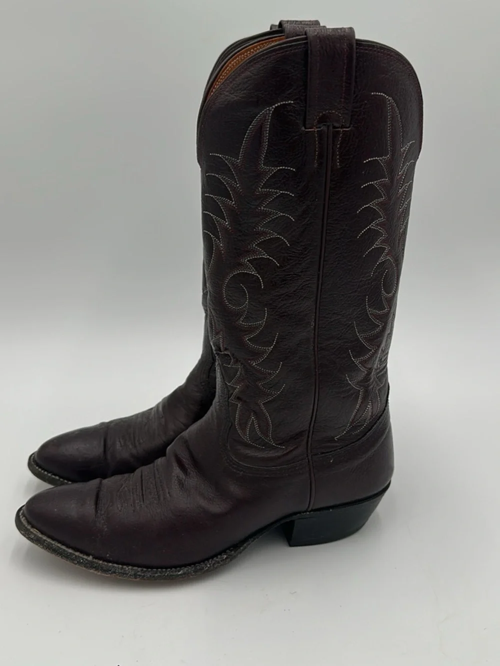Classic Men's Western Leather Boots in Dark Brown
